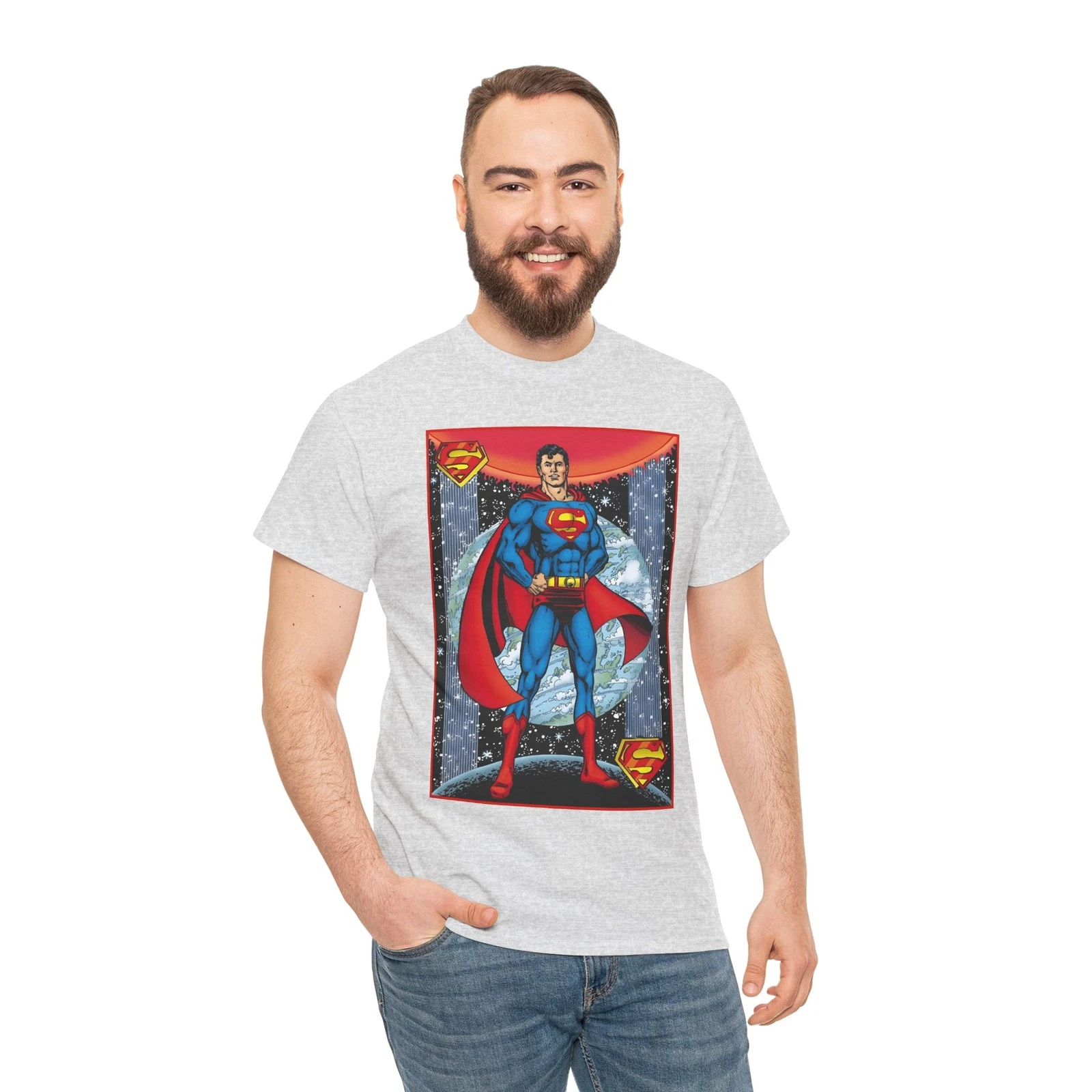 Superman T-Shirt - George Perez Justice League Postcard Art - DC Comics - 1980s
