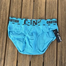 C-IN2 men James blue Caution cotton stretch low rise brief underwear size M L