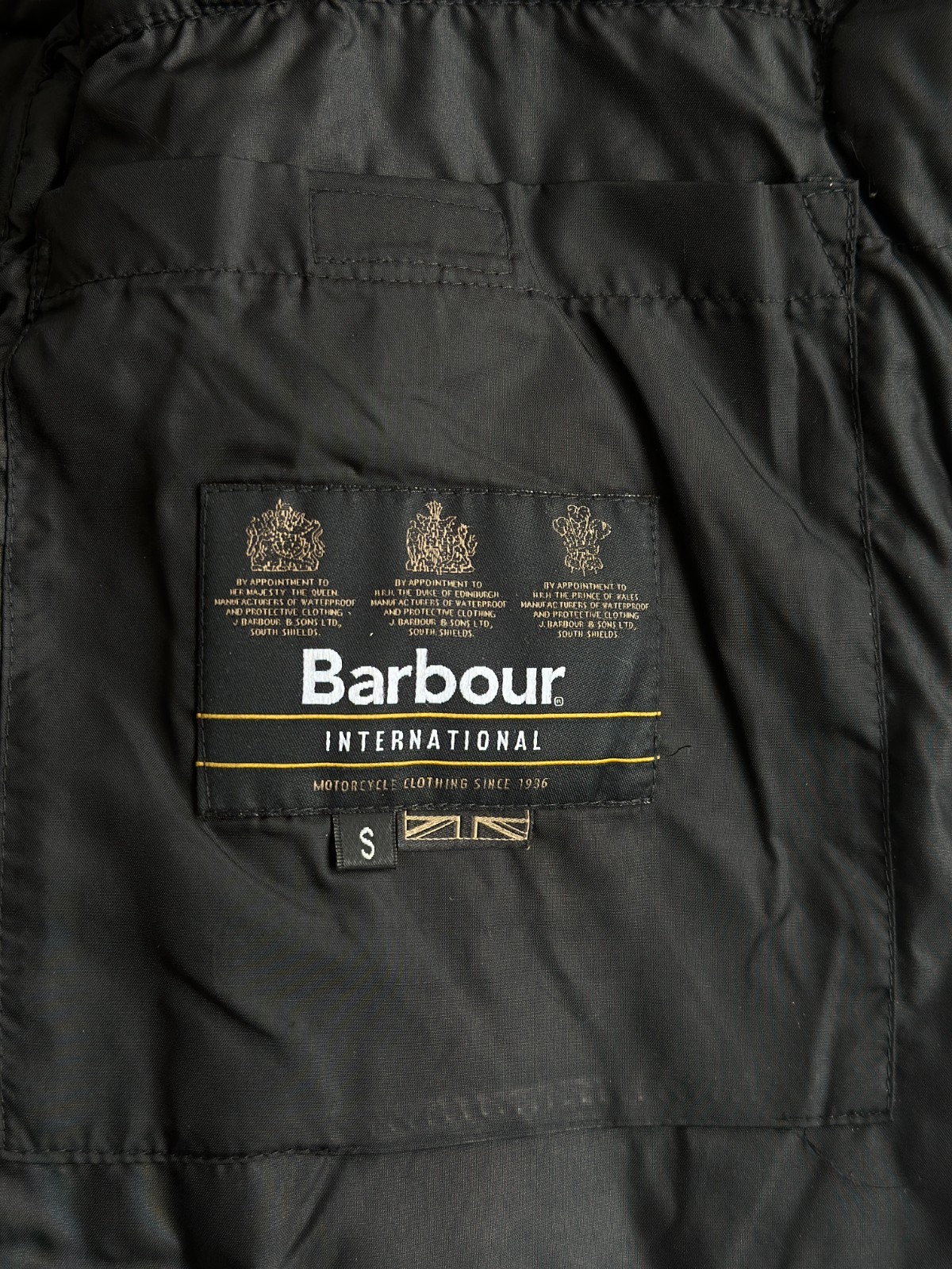 Barbour International Ouston Hooded Quilted Jacket Black Mens Size Small S image 10