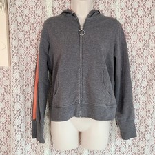 vintage y2k gap grey orange side tripe full zip hoodie with o ring Size medium