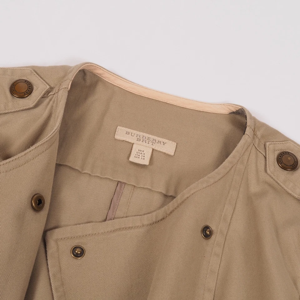 Vestido camisero Burberry Brit vintage para mujer caqui militar con cinturón talla US 4 Foto 4 de 4