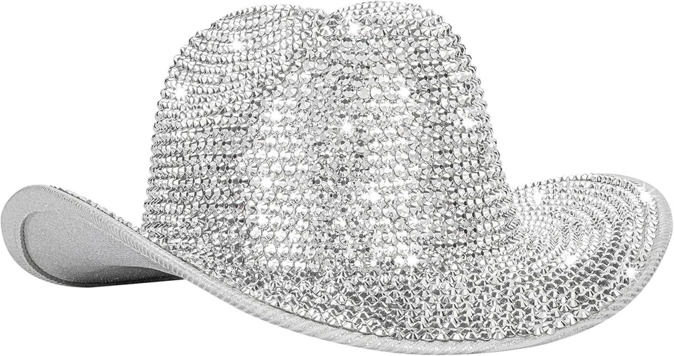 Chapéu de cowgirl glamouroso de strass feminino - Perfeito para festivais e festas - Imagem 3 de 4