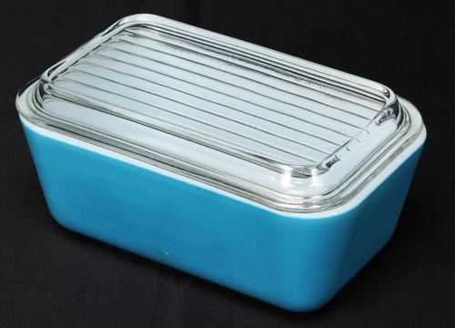 New ListingVintage Pyrex No 502 Refrigerator Dish with Cover Primary Colors Blue