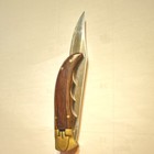 Pocketknife Wood Brass Handle Stainless Steel Blade Manual Folding Brown — photo 5