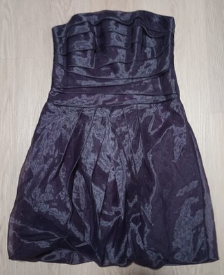 WHITE By VERA WANG Purple Taffeta Bubble Hem Ruched Pleat Evening Prom Dress 10