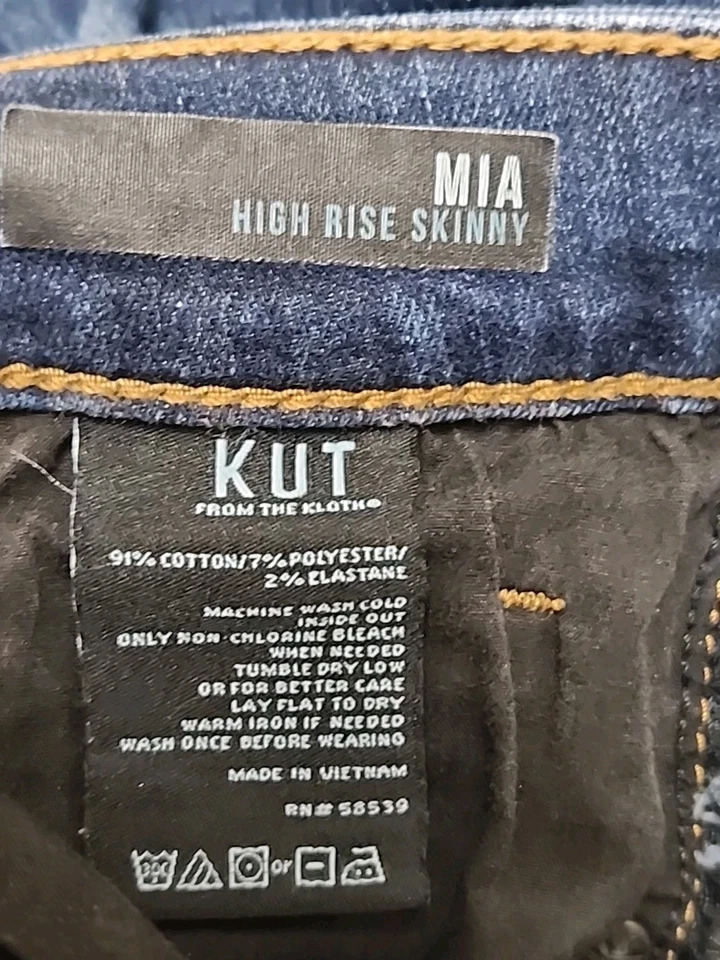 Pantalones de mezclilla Kut From The Kloth 8 para mujer Mia tiro alto ajustados lavado oscuro 30x31 Foto 3 de 4