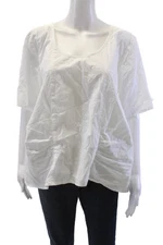 Tulip Womens Cotton Short Sleeved Round Neck Ruched Top White Size L