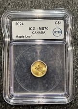 2024 Canada Gold Maple Leaf $1 Coin ICG MS70 | 1/20 oz .9999 Fine Gold