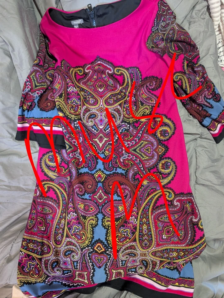 Vestido túnica Muse para mujer 14 multicolor cachemira cuello redondo manga larga cremallera trasera Foto 3 de 3