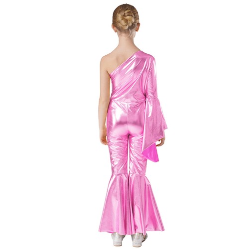Kids Girls Bodysuit Metallic Dance Jumpsuit Theme Party Romper Carnival Shiny - Picture 63 of 95