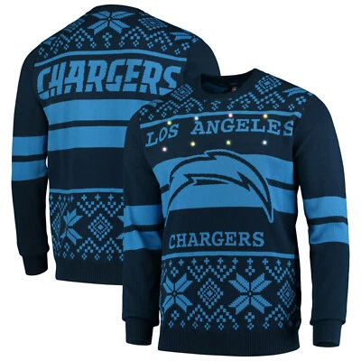 FOCO NFL Ugly Sweater Los Angeles Chargers Pullover LED 2Stripe Light Beleuchtung
