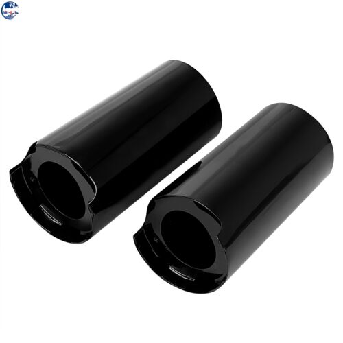 Black Upper Fork Slider Covers Cow Bells For Harley Street Glide Touring 2014-23 - Foto 8 di 12