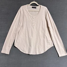 Pomander Place Top XXL Beige Henley Nautical Coastal Preppy Casual Neutral