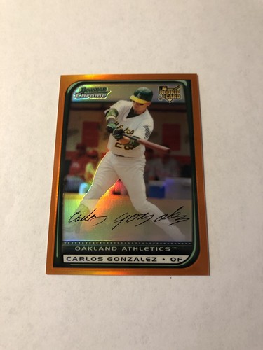 2008 BOWMAN CHROME ORANGE REFRACTOR ROOKIE CARLOS GONZALEZ RC /25