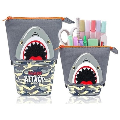 Telescopic Pencil Case Cute Shark School Office Stationery Pen Holder Makeup Bag