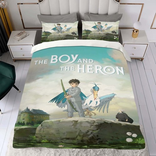 The Boy and the Heron Duvet Cover 3 Piece Bedding Set,Teens Comforter Cover Set - Picture 4 of 6