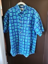Vintage Retro 60s 70s Van Heusen 417 Shirt Mod Geometric Cotton Short Sleeve...
