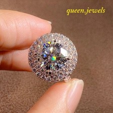 Round Cut 2.60CT Lab-Created Diamond Halo Wedding Ring Gift 14K Rose Gold Finish