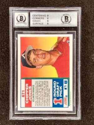 Chipper Jones signed auto Braves 1991 Score Rookie Card RC graded