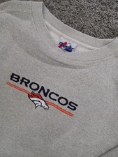 Vtg Majestic Denver Broncos Sweatshirt men's XL Gray 90s Embroidered READ