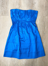 CALYPSO ST. BARTH Christiane Celle Blue Silk Bustier Boned Strapless Dress M = 8