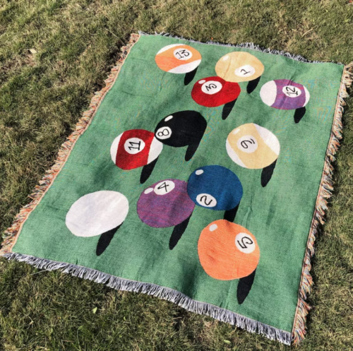 Retro Billiard Game Woven Blanket Camping Decoration Gift for her him