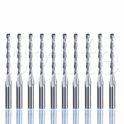 10pcs Plywood CNC Carbide Two Flute Spiral Bit High Efficient 3.175x2x22mm