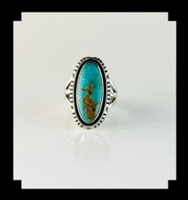 Handcrafted Sterling and Blue Ridge Turquoise Ring Size 8