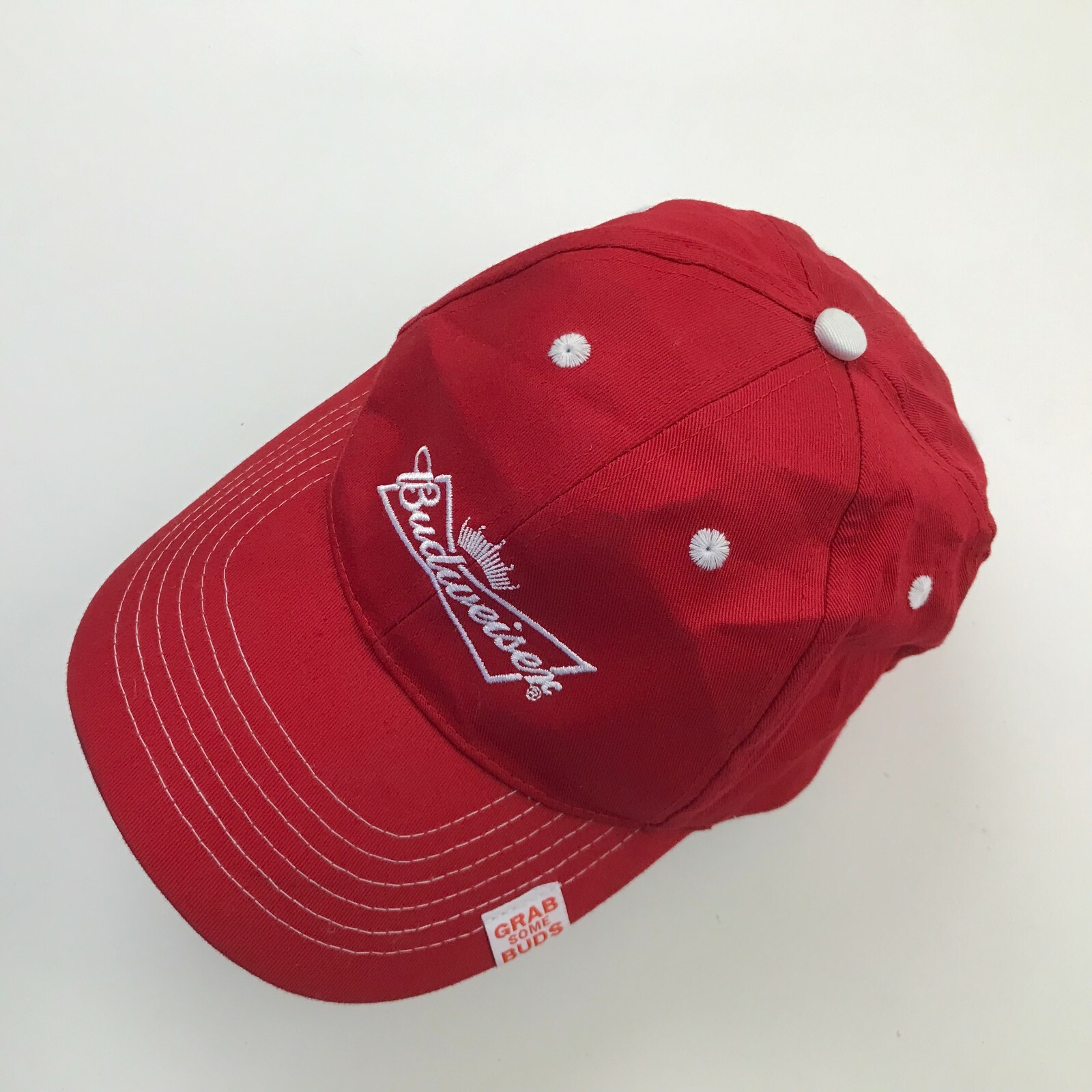 Budweiser Hat Cap Strapback Red White Trucker Emb… - image 4