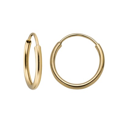 14k Solid Gold Hoop Earrings For Women, Hypoallergenic-1mm thin, Endless Closure
