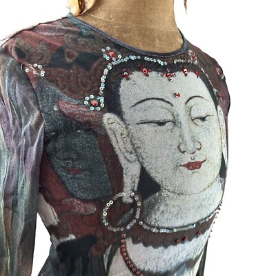 Rare Vintage 90's Vivienne Tam Kuan Yin Goddess Buddha Sheer Rare Vintage 90's Vivienne Tam Kuan Yin Goddess Buddha Sheer