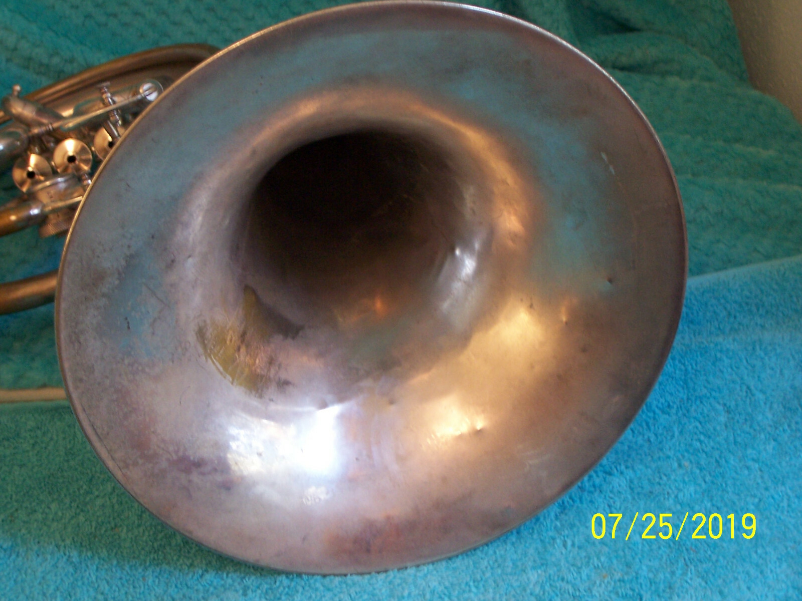 HN White King Mellophone Silver with case & mouthpiece Eb F good used