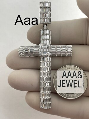 925 Solid Sterling silver Cubic Zirconia CROSS Pendant | eBay