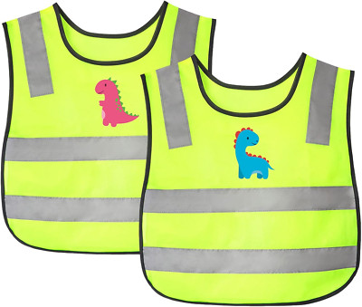 Dinosaurier Warnwesten für Kinder 3-12 Jahre, 2 PCS Reflektierende Sicherheitswe
