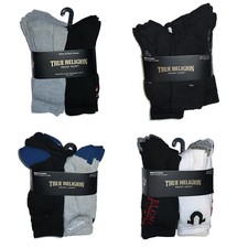 True Religion Men  s 8 pack Half cushion crew socks Large size 8-12.5 NEW w TAGS