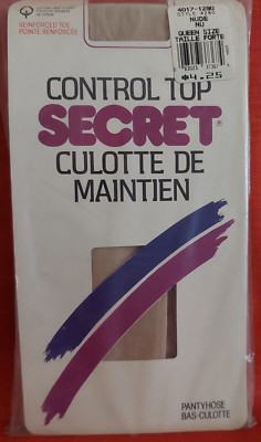 Vintage Pantyhose Secret Control Top Color Nude Queen Size BLACH1