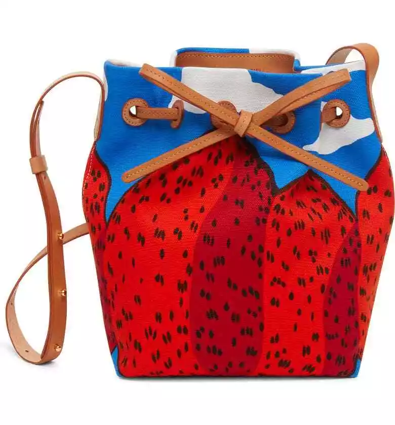 Mansur Gavriel X Marimekko Printed Canvas Bucket Bag NWT Strawberry Mountain