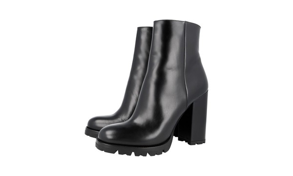 Prada Stiefelette Schuhe 1T137H Schwarz Leder Winter Sohle Neu 40,5 41 Uk 7.5-image
