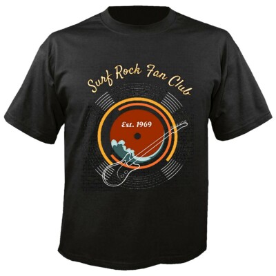 T-Shirt SURF ROCK FAN CLUB GITARRE SCHALLPLATTE TECHNO JAZZ FUNKY SOUL TRANCE