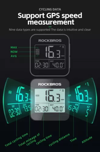 RockBros Fahrradcomputer Drahtlos Tachometer GPS, IPX6 Fahrrad Kilometerzähler - Bild 11 von 18
