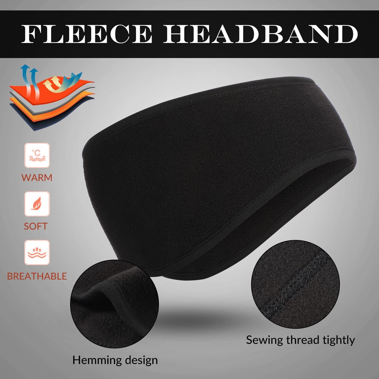 20 Pcs Headband Ear Warmer Polar Fleece Winter Ear Muffs Running Gear Black