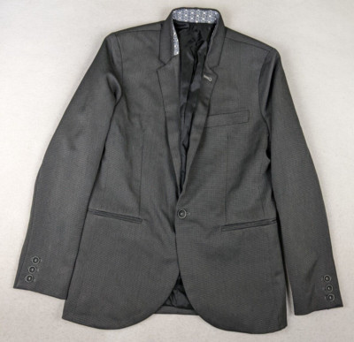 RICH MARBERT - MEN'S GRAY ONE-BUTTON BLAZER JACKET SPORT COAT - SIZE S