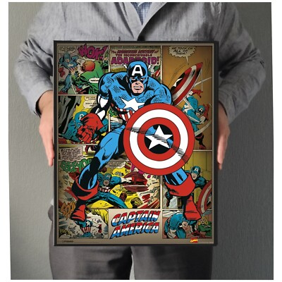 GLÄNZENDES Poster Captain America Marvel Comic The Avengers Buch Film Schild Wandbild