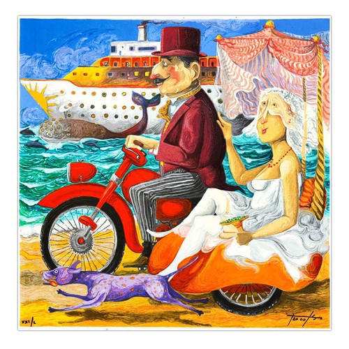 Pino Porcopio- SIlkscreen on Paper "In Crociera"
