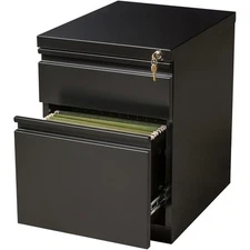 Hirsh 20-in Deep Mobile Pedestal File 2-Drawer Box/File Full Width Pull Black