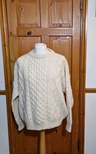Tivoli  Aran Pure Wool Cream Cableknit Jumper Size XL Good Condition