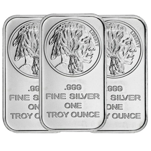 Lot of 3 - 1 Troy oz Buffalo .999 Silver Bar Sealed Suitable For Collecting coin