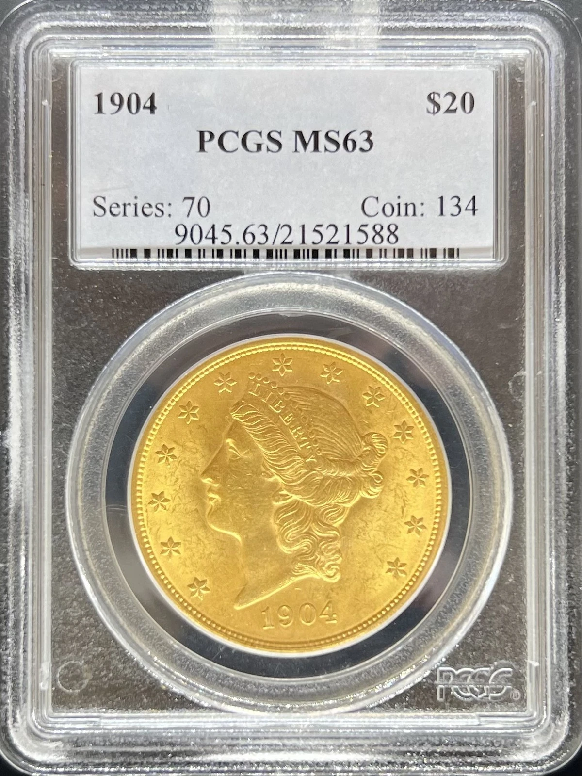 1904 $20 Liberty MS63 PCGS (#PA21521588)