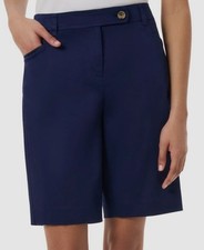 Jones New York Women's Blue Mid Rise Fly Front Duke Shorts Petite Size 8P