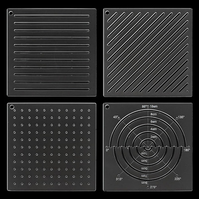 4Pcs Acrylic Sashiko Stencil, Dots, Lines, Arcs, Slashes Acrylic Embroidery Tool